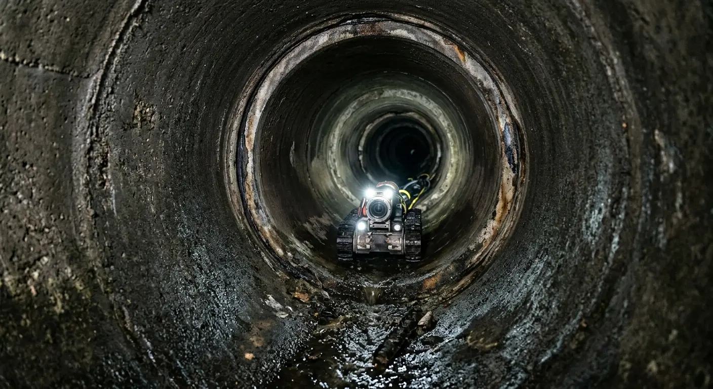 Robotic sewer camera inspecting pipe interior for Sewer Line Repair in Melvindale